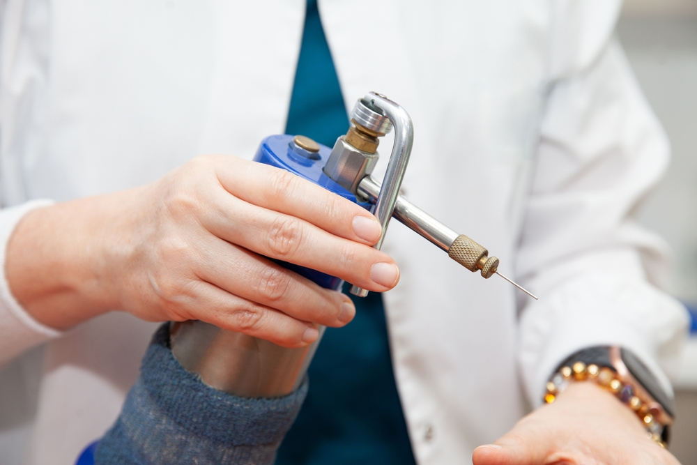 Targeted Cryotherapy Treatment Being Applied At Remedial Wellness Clinic In Edmonton